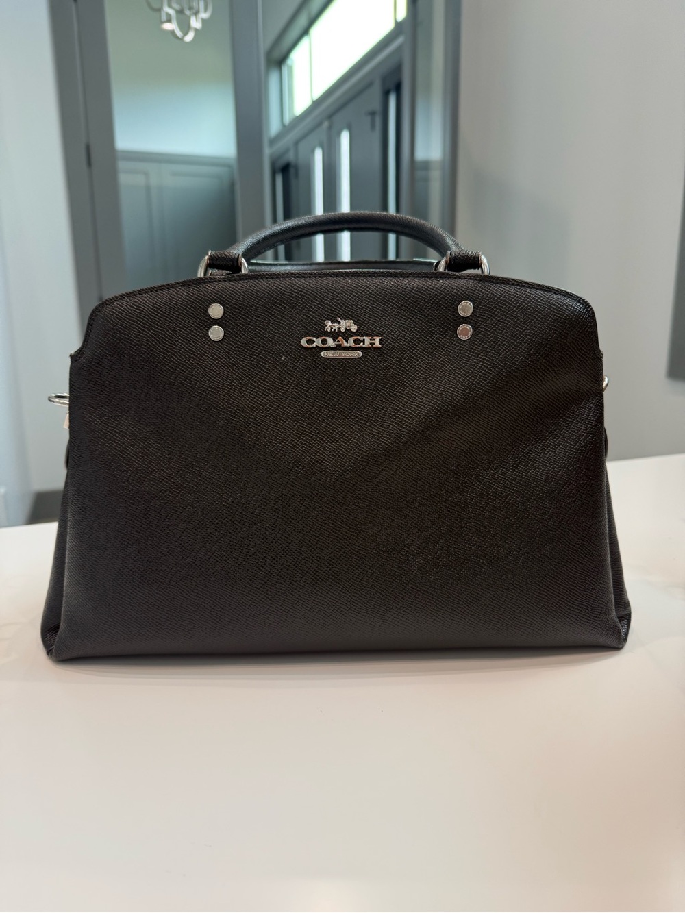 COACH Black Leather Top-Handle Bag